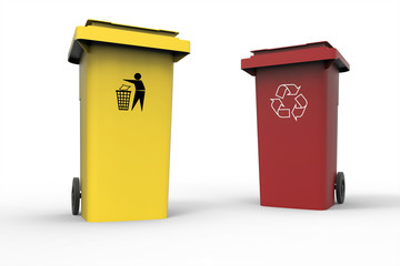 Two Recycle bins isolated on white background