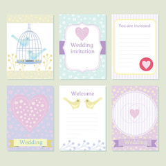 Colored wedding illustration with love doves