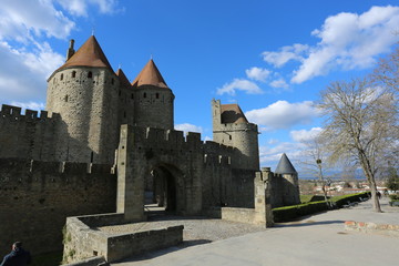 Fototapeta na wymiar Carcassonne, Burg, Festung, Architektur, alt, Frankreich, Languedoc-Roussillon