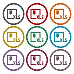 The XLS icon, File format symbol set 