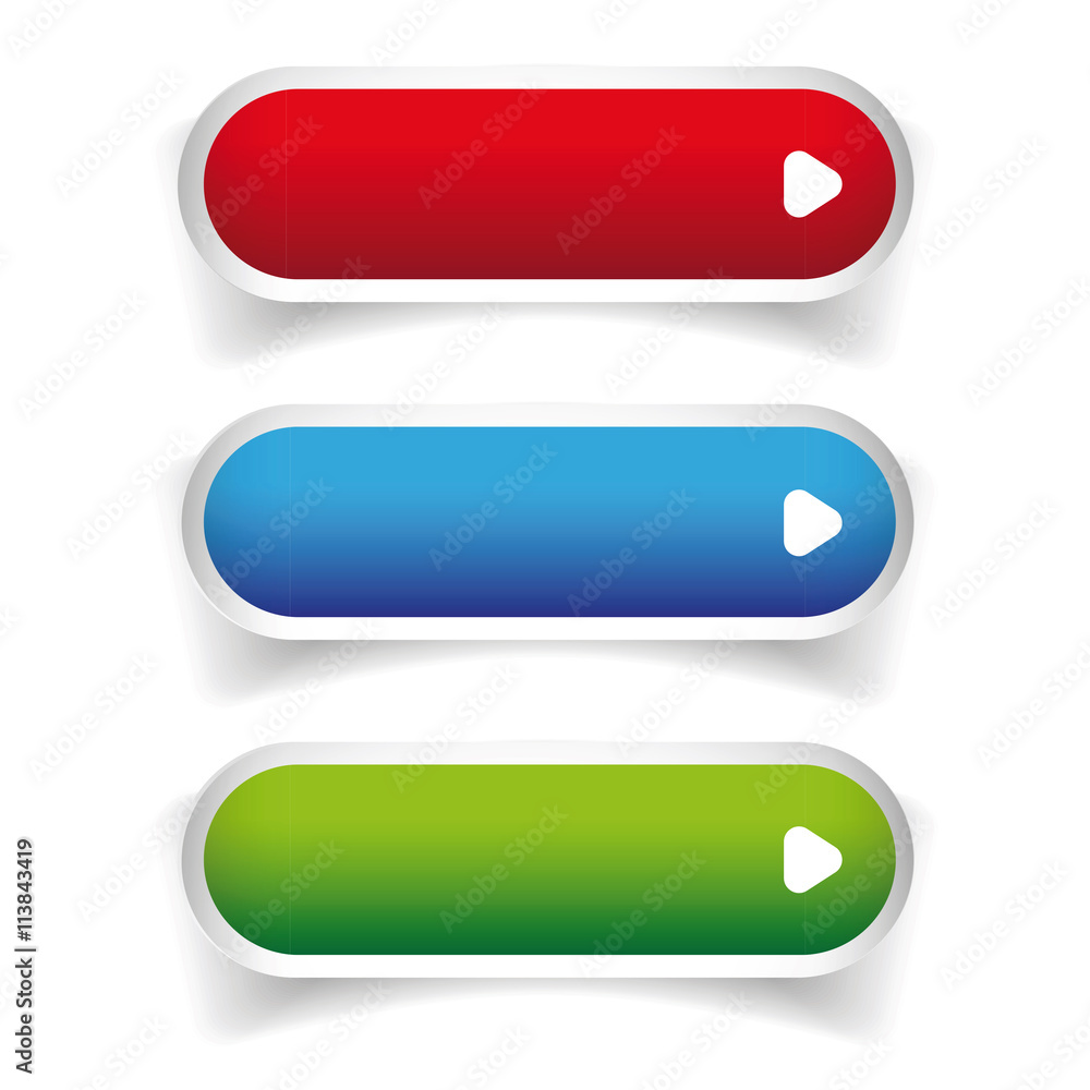 Poster empty web buttons vector - gree, blue, red