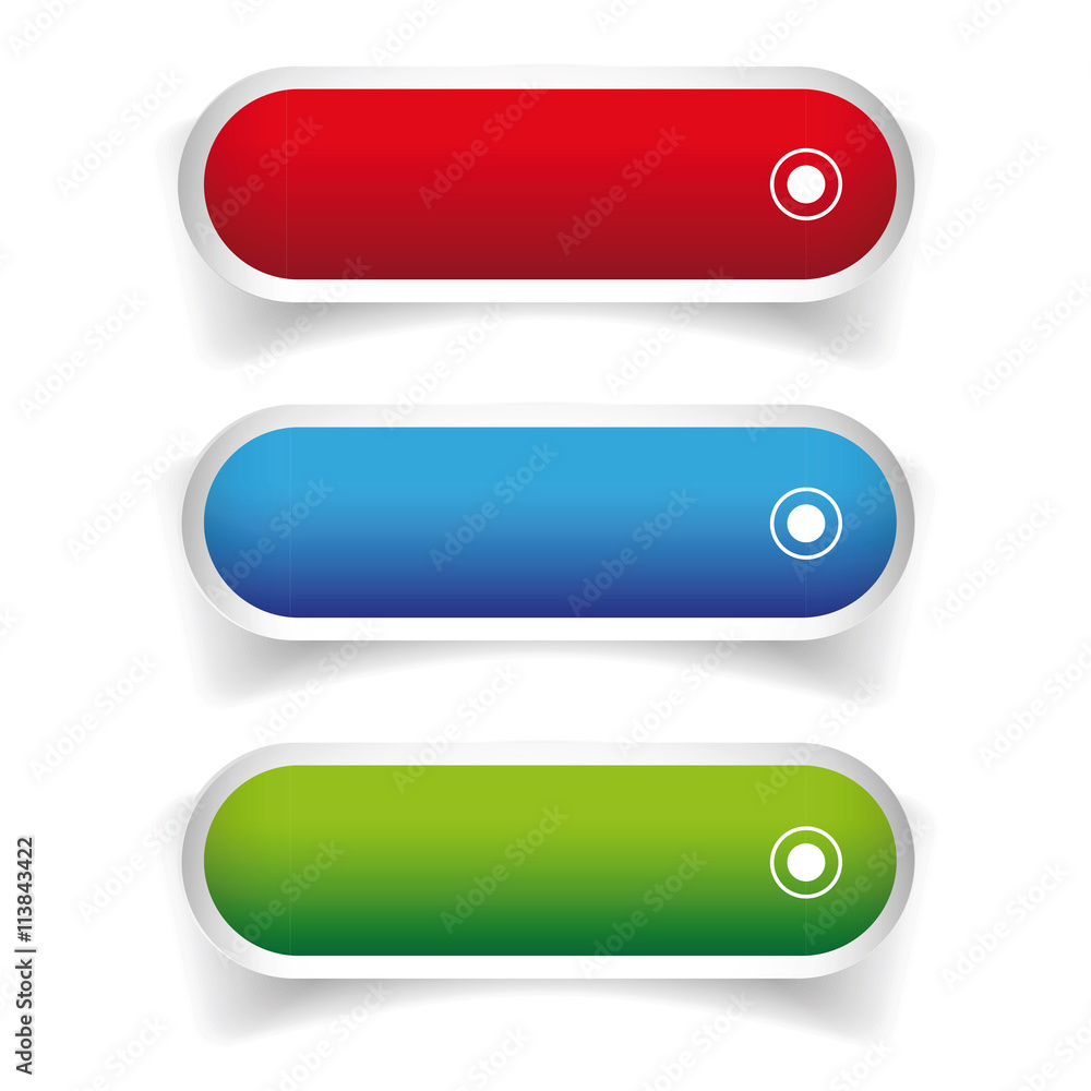 Poster empty web buttons vector - gree, blue, red