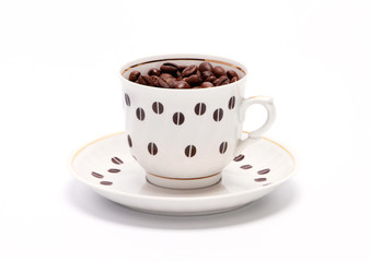 Coffee cup with coffee grains 1