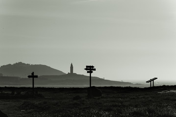 Fototapeta na wymiar La Coruña desde Monte de Dexo (La Coruña, España).