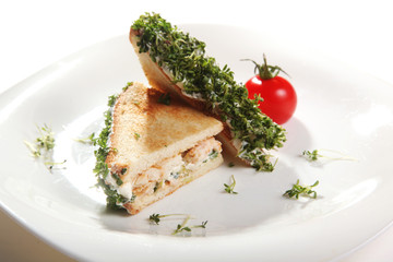 Fish sandwich on plate