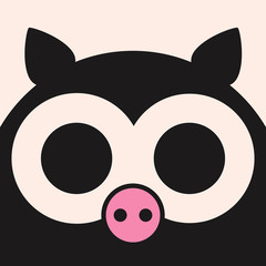 Flat pig, funny pig minimalistic picture, illustration for children, vector art