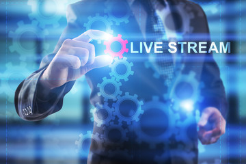 Businessman is selecting Live Stream.