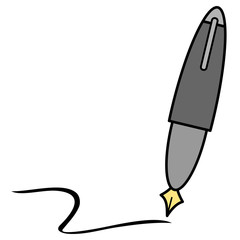 cartoon fountain pen writing vector illustration
