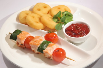 barbecue salmon and Zucchini