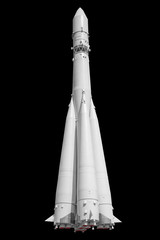 Space rocket isolated on black