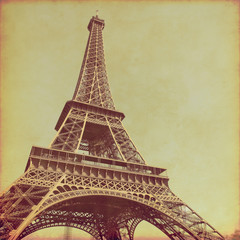 Fototapeta na wymiar View of Eiffel Tower. Old style photo.