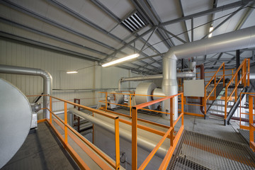 Modern boiler plant top view.