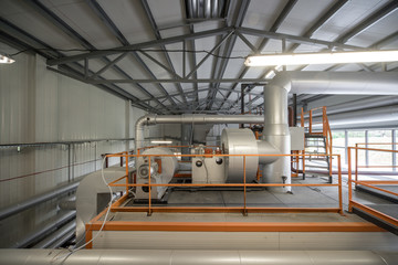 Modern boiler plant top view.