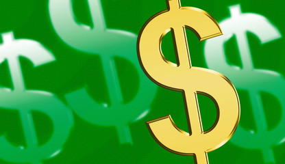 Gold dollar sign against green background