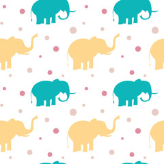 colorful elephants silhouette seamless vector pattern background illustration
