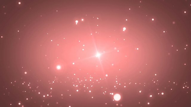 Animation red background with stars and snow particles. Seamless loop.