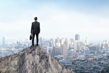 Research concept man looking city