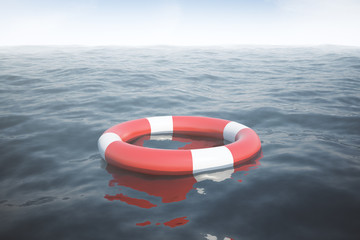 Naklejka premium Lifebuoy ring on water
