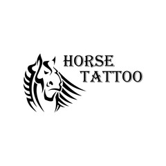 Tribal horse head tattoo with heavy draft stallion