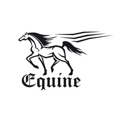 Equestrian sporting symbol of running racehorse