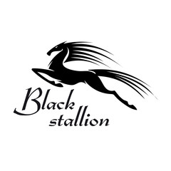 Naklejka premium Jumping horse black silhouette for mascot design