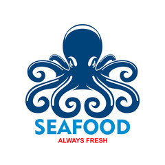 Blue pacific octopus icon for seafood menu design © Vector Tradition