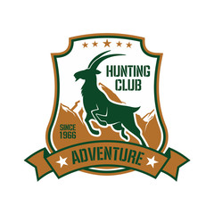 Hunting badge for sporting club design with goat