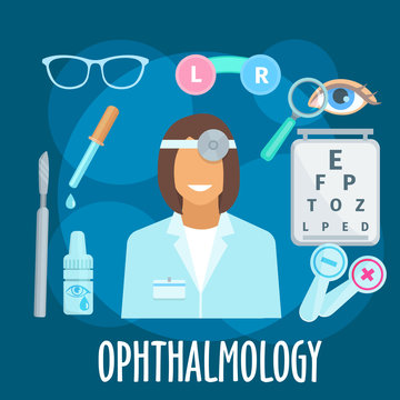 Optometrist profession and eye examination symbol