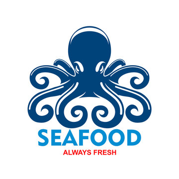 Blue pacific octopus icon for seafood menu design