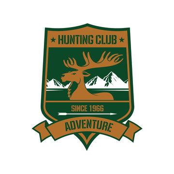 Rocky mountain elk badge for hunting design