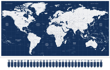 World map and Navigation Map Labels