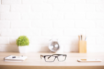 Glasses on desktop
