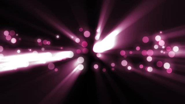 Space pink dust with stars on black background. Sunlight of beams and gloss of particles galaxies.