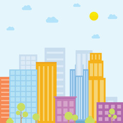 City concept with color building and skyscraper