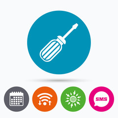 Screwdriver tool sign icon. Fix it symbol.