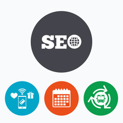 SEO sign icon. Search Engine Optimization symbol.