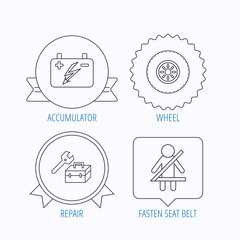Accumulator, wheel and car service icons.