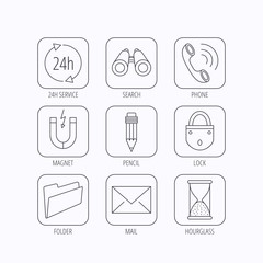 Phone call, pencil and mail icons.