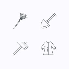 Shovel, hammer and cloak icons.