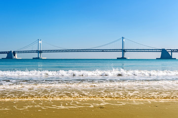 Gwangan bridge and Haeundae in Busan,Korea