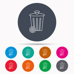 Recycle bin icon. Trash container sign.