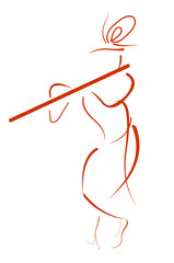 Krishna Line Art Illustration