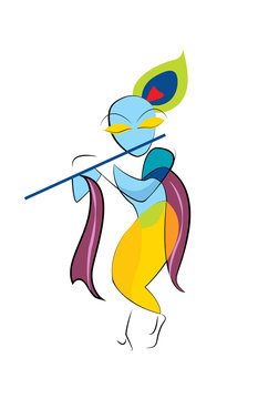 blue krishna playing flute minimalist art clip art preview