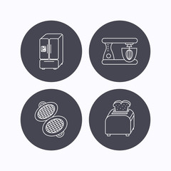 American style refrigerator, mixer and toaster icons.