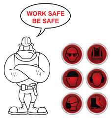 Red Health and Safety icons and builder