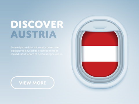 Flight to Austria traveling theme banner design for website, mobile app. Modern vector illustration.