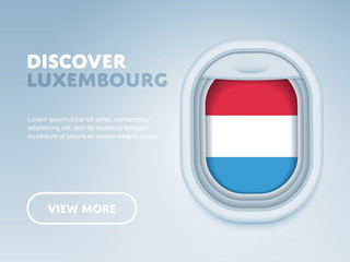 Flight to Luxembourg traveling theme banner design for website, mobile app. Modern vector illustration.