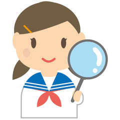 セーラー服の女の子　パターン　上半身　おさげ