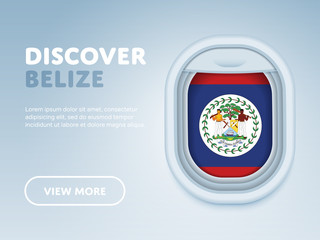 Flight to Belize traveling theme banner design for website, mobile app. Modern vector illustration.