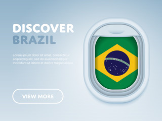 Flight to Brazil traveling theme banner design for website, mobile app. Modern vector illustration.